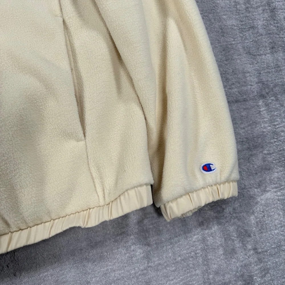 Champion Sweatshirt Womens Medium Cream Fleece Pullover T Snap Cozy Outdoors - Picture 3 of 10